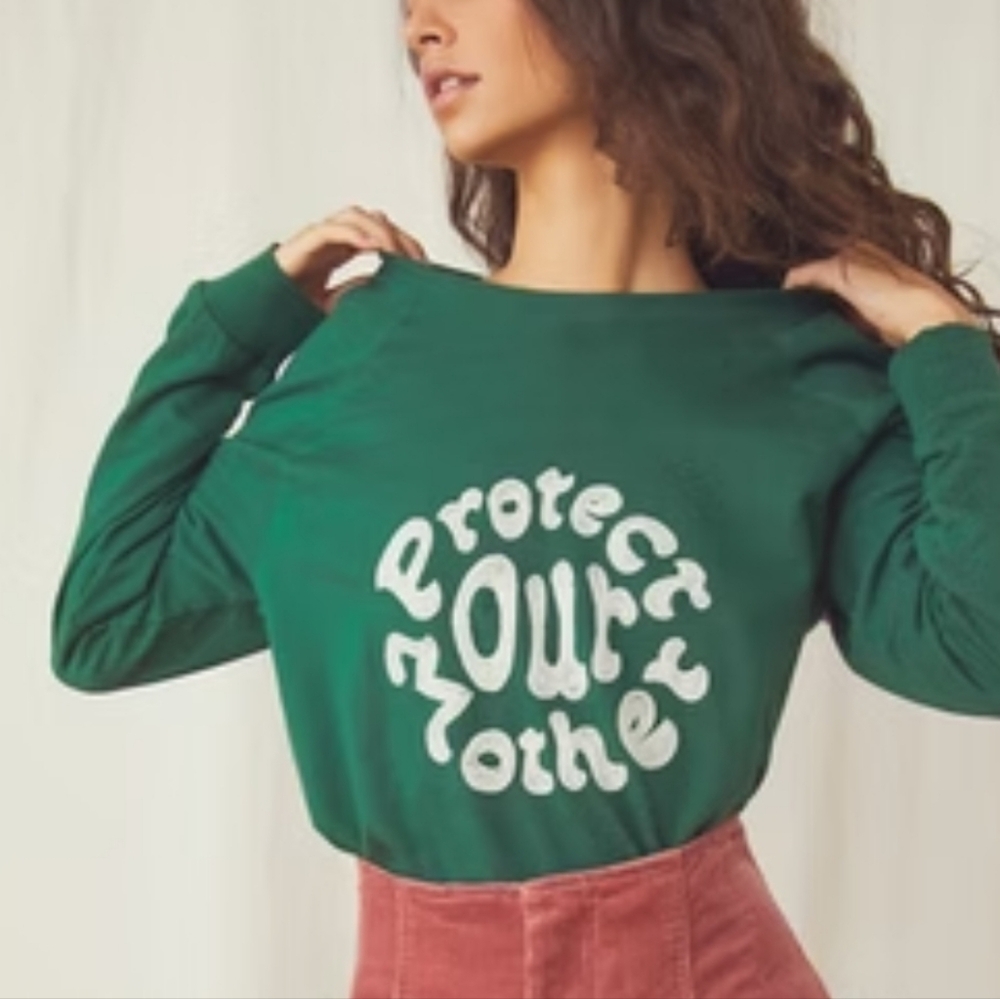 Free People Banner Day Protect Earth Sweatshirt.